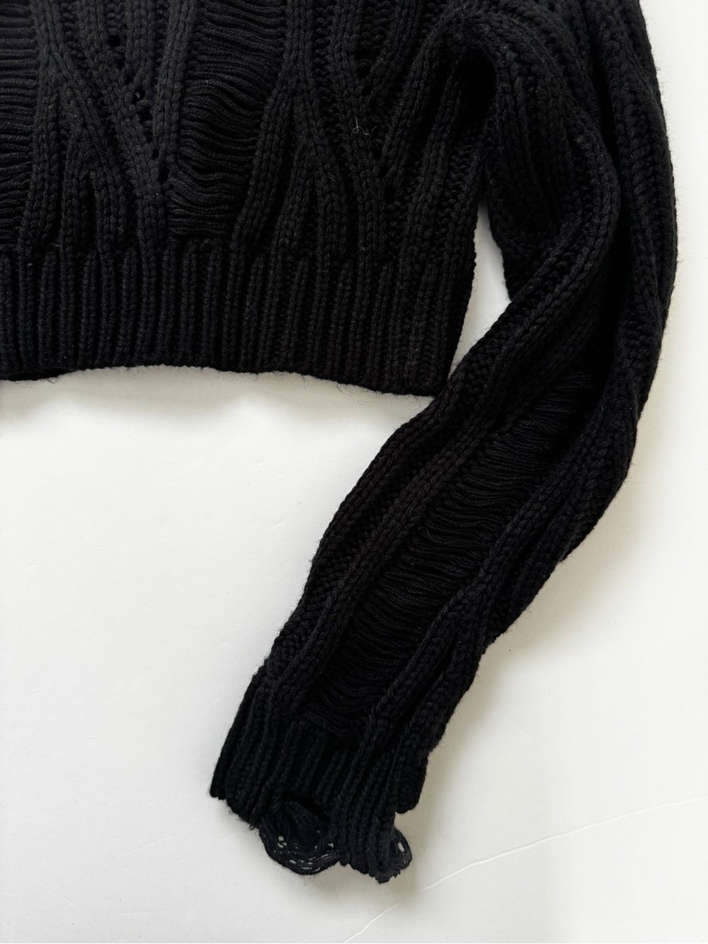 Killstar Ghastmark Disturbia Nemesis Sweater Distressed Cropped Cable Knit Sz M - Picture 13 of 16